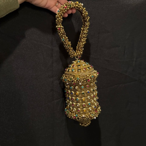 Ramla Handbags - Ramla Bling Bling‎ Moroccan Handmade with Hand-placed Crystals Gold Beaded Bag